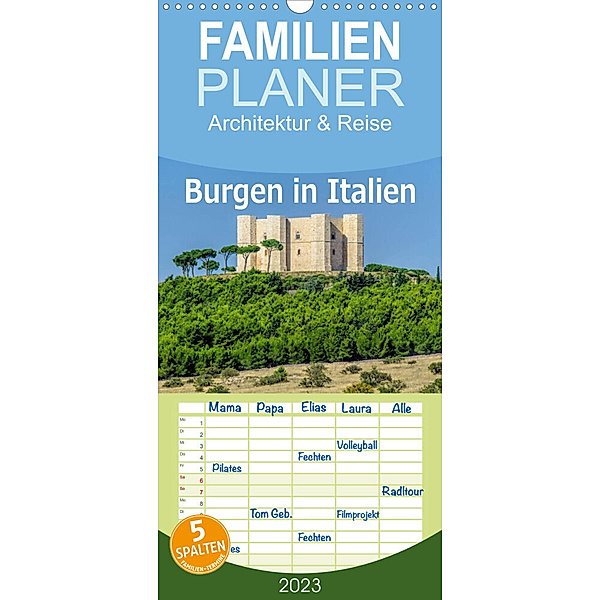 Familienplaner Burgen in Italien (Wandkalender 2023 , 21 cm x 45 cm, hoch), LianeM