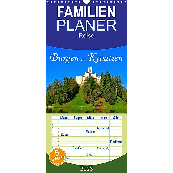 Familienplaner Burgen in Kroatien (Wandkalender 2023 , 21 cm x 45 cm, hoch), LianeM