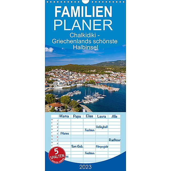 Familienplaner Chalkidiki - Griechenlands schönste Halbinsel (Wandkalender 2023 , 21 cm x 45 cm, hoch), Tilo Grellmann