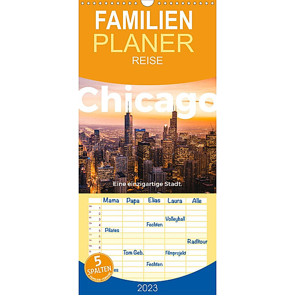 Familienplaner Chicago - Eine einzigartige Stadt. (Wandkalender 2023 , 21 cm x 45 cm, hoch), M. Scott