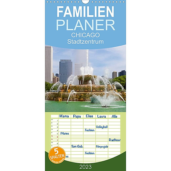 Familienplaner CHICAGO Stadtzentrum (Wandkalender 2023 , 21 cm x 45 cm, hoch), Melanie Viola