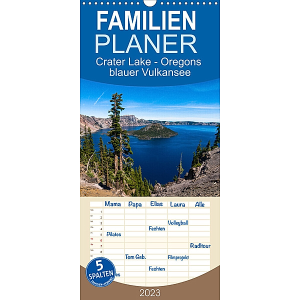 Familienplaner Crater Lake - Oregons blauer Vulkansee (Wandkalender 2023 , 21 cm x 45 cm, hoch), Reiner Pechmann