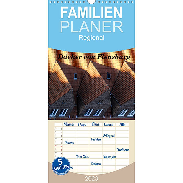 Familienplaner Dächer von Flensburg (Wandkalender 2023 , 21 cm x 45 cm, hoch), Malkidam