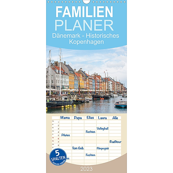 Familienplaner Dänemark - Historisches Kopenhagen (Wandkalender 2023 , 21 cm x 45 cm, hoch), pixs:sell