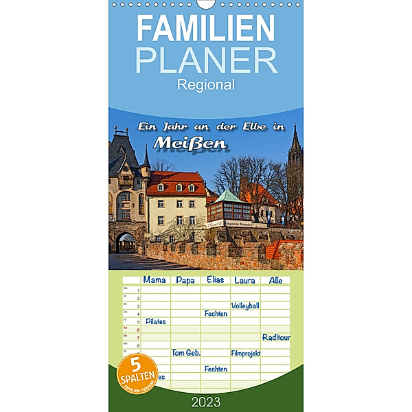 Familienplaner Das Jahr an der Elbe in Meißen (Wandkalender 2023 , 21 cm x 45 cm, hoch), Birgit Seifert