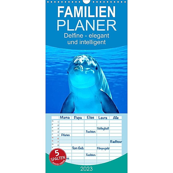 Familienplaner Delfine - elegant und intelligent (Wandkalender 2023 , 21 cm x 45 cm, hoch), Peter Roder