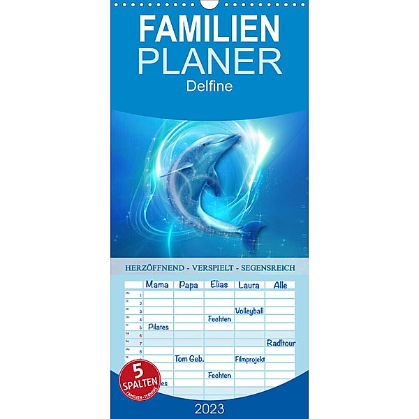 Familienplaner Delfine - Kalender (Wandkalender 2023 , 21 cm x 45 cm, hoch), Gaby Shayana Hoffmann