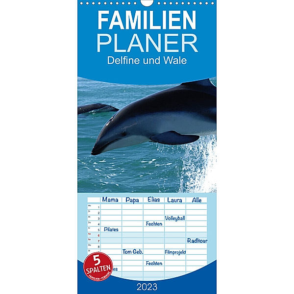 Familienplaner Delfine und Wale (Wandkalender 2023 , 21 cm x 45 cm, hoch), Elisabeth Stanzer
