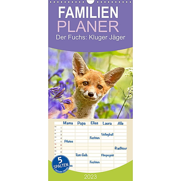 Familienplaner Der Fuchs: Kluger Jäger (Wandkalender 2023 , 21 cm x 45 cm, hoch), Calvendo