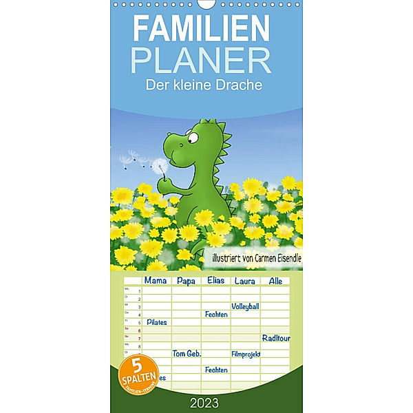 Familienplaner Der kleine Drache (Wandkalender 2023 , 21 cm x 45 cm, hoch), katelein