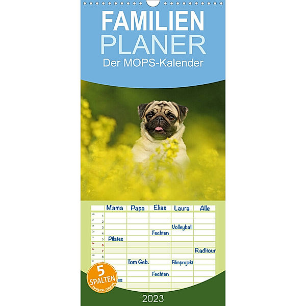 Familienplaner Der MOPS-Kalender (Wandkalender 2023 , 21 cm x 45 cm, hoch), Kathrin Köntopp