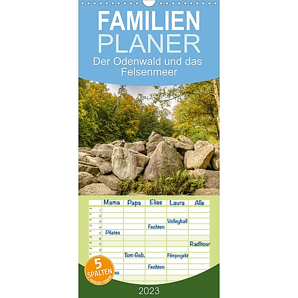 Familienplaner Der Odenwald und das Felsenmeer (Wandkalender 2023 , 21 cm x 45 cm, hoch), saschahaas photography