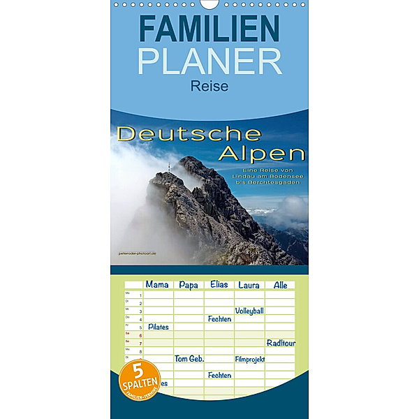 Familienplaner Deutsche Alpen, eine Reise von Lindau am Bodensee bis Berchtesgaden (Wandkalender 2023 , 21 cm x 45 cm, hoch), Peter Roder