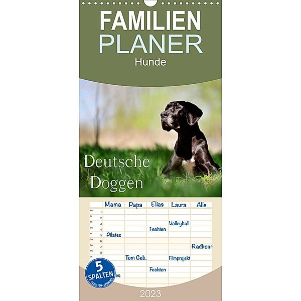 Familienplaner Deutsche Doggen / Geburtstagskalender (Wandkalender 2023 , 21 cm x 45 cm, hoch), Nicole Noack
