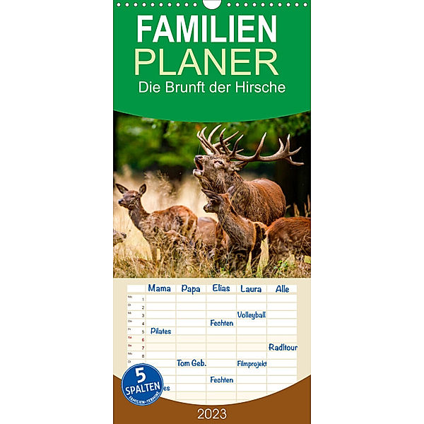 Familienplaner Die Brunft der Hirsche (Wandkalender 2023 , 21 cm x 45 cm, hoch), Roland Brack