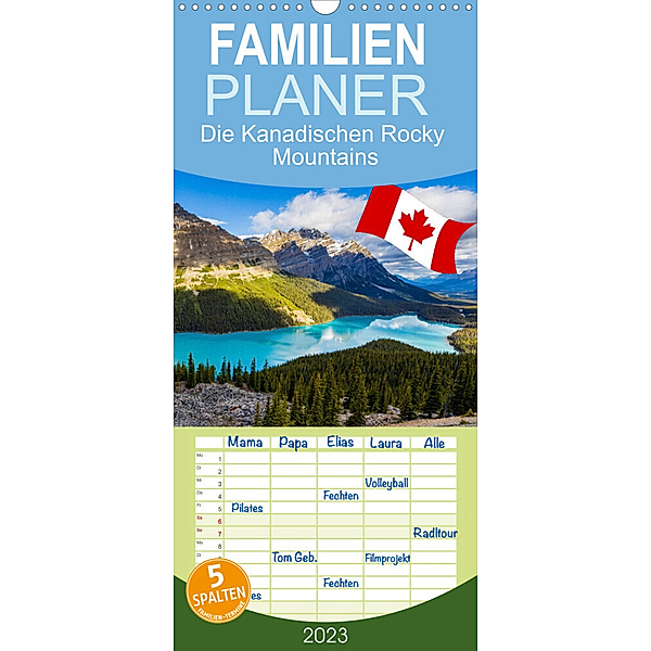 Familienplaner Die Kanadischen Rocky Mountains (Wandkalender 2023 , 21 cm x 45 cm, hoch), Roland Brack