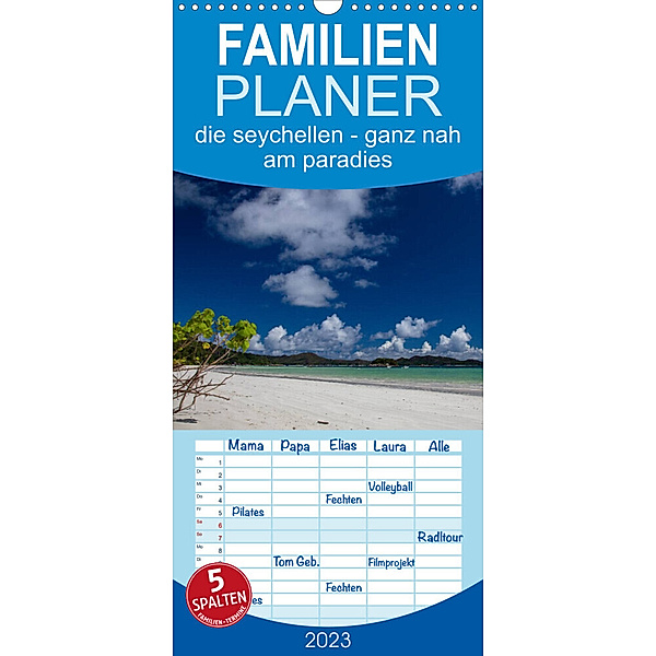 Familienplaner die seychellen - ganz nah am paradies (Wandkalender 2023 , 21 cm x 45 cm, hoch), rsiemer