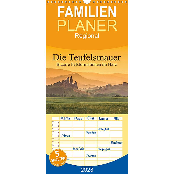 Familienplaner Die Teufelsmauer - Bizarre Felsformationen im Harz (Wandkalender 2023 , 21 cm x 45 cm, hoch), LianeM