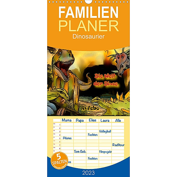 Familienplaner Die Welt der Dinos (Wandkalender 2023 , 21 cm x 45 cm, hoch), N N
