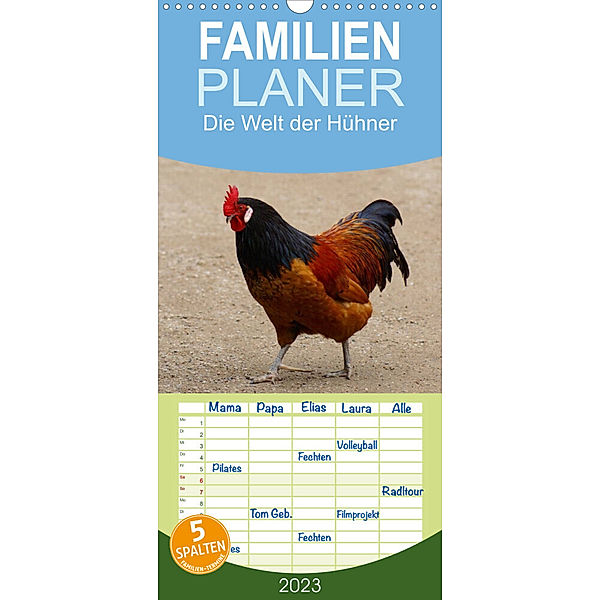 Familienplaner Die Welt der Hühner (Wandkalender 2023 , 21 cm x 45 cm, hoch), Kattobello