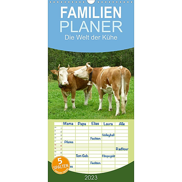Familienplaner Die Welt der Kühe (Wandkalender 2023 , 21 cm x 45 cm, hoch), Kattobello