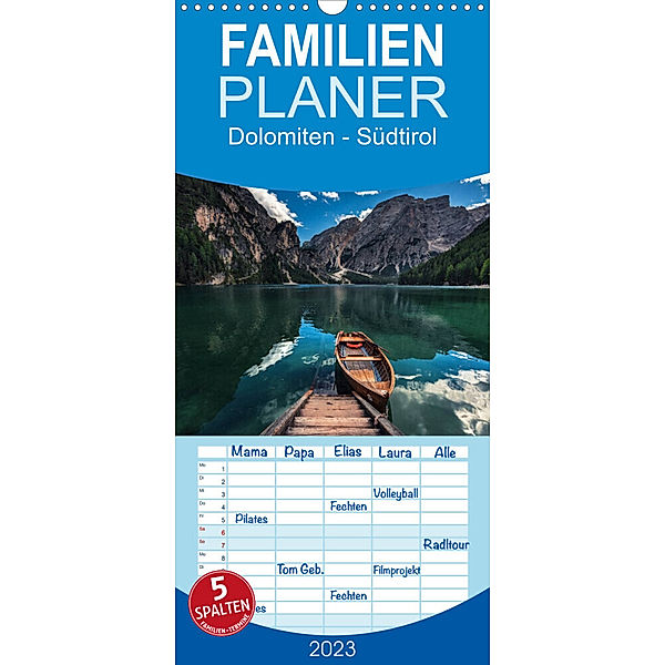Familienplaner Dolomiten - Südtirol (Wandkalender 2023 , 21 cm x 45 cm, hoch), Jean Claude Castor I 030mm-photography