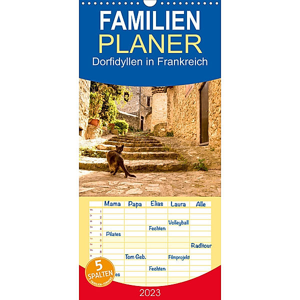 Familienplaner Dorfidyllen in Frankreich (Wandkalender 2023 , 21 cm x 45 cm, hoch), Tanja Voigt