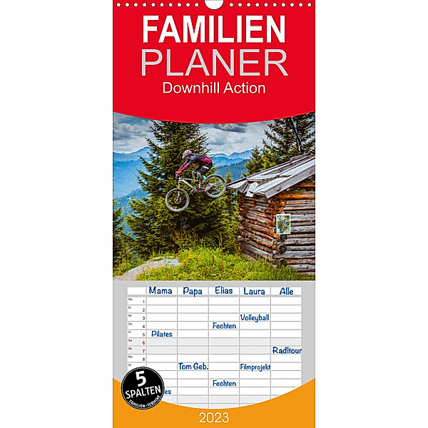 Familienplaner Downhill Action (Wandkalender 2023 , 21 cm x 45 cm, hoch), Dirk Meutzner