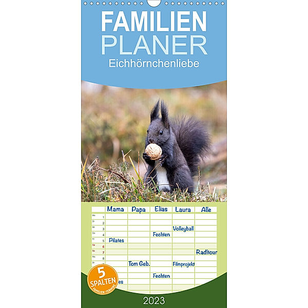 Familienplaner Eichhörnchenliebe (Wandkalender 2023 , 21 cm x 45 cm, hoch), Teresa Bauer