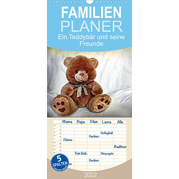 Familienplaner Ein Teddybär und seine Freunde (Wandkalender 2022 , 21 cm x 45 cm, hoch), Jennifer Chrystal