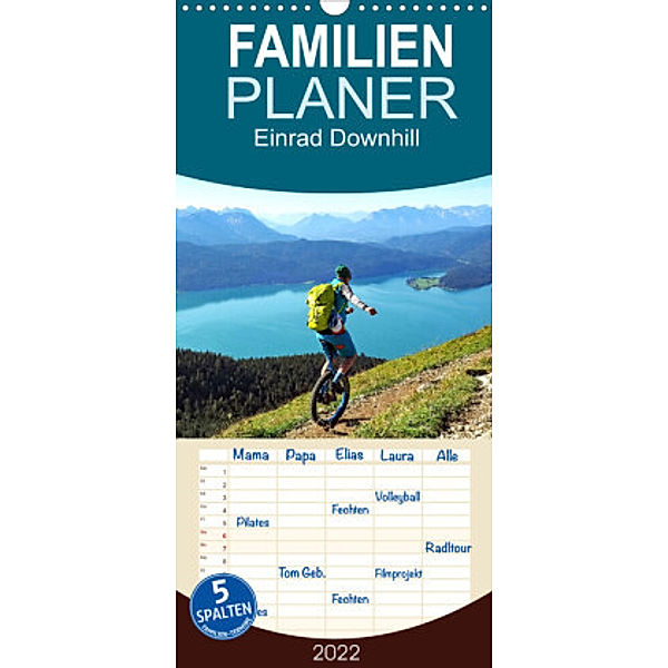 Familienplaner Einrad Downhill (Wandkalender 2022 , 21 cm x 45 cm, hoch), Fotografin Miriam Schwarzfischer