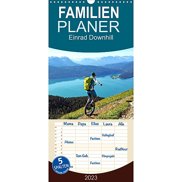 Familienplaner Einrad Downhill (Wandkalender 2023 , 21 cm x 45 cm, hoch), Fotografin Miriam Schwarzfischer