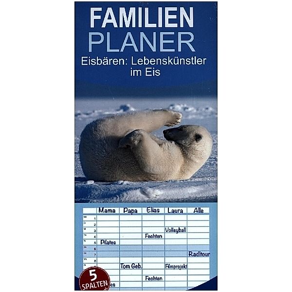 Familienplaner Eisbären: Lebenskünstler im Eis (Wandkalender 2023 , 21 cm x 45 cm, hoch), Calvendo