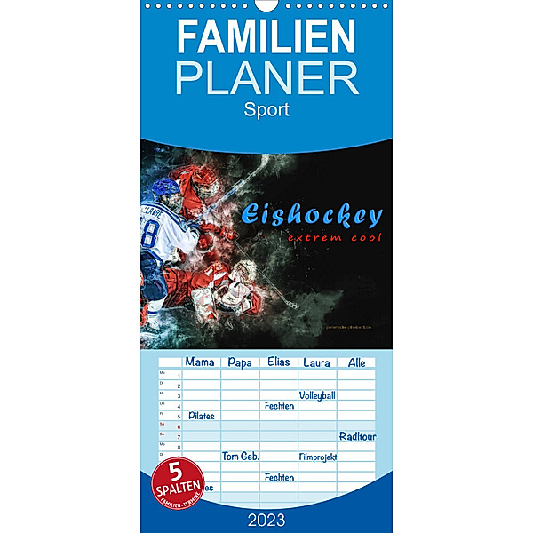 Familienplaner Eishockey - extrem cool (Wandkalender 2023 , 21 cm x 45 cm, hoch), Peter Roder