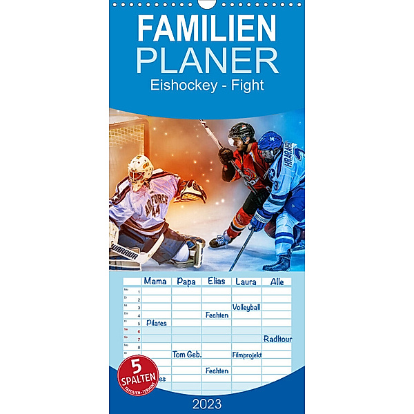 Familienplaner Eishockey - Fight (Wandkalender 2023 , 21 cm x 45 cm, hoch), Peter Roder