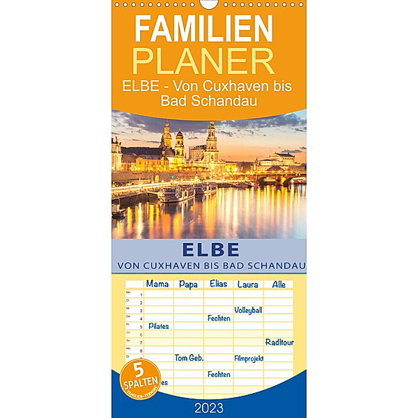 Familienplaner ELBE - Von Cuxhaven bis Bad Schandau (Wandkalender 2023 , 21 cm x 45 cm, hoch), Globe VISUAL