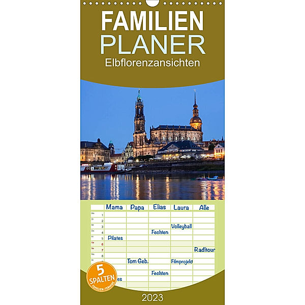 Familienplaner Elbflorenzansichten (Wandkalender 2023 , 21 cm x 45 cm, hoch), Anette/Thomas Jäger