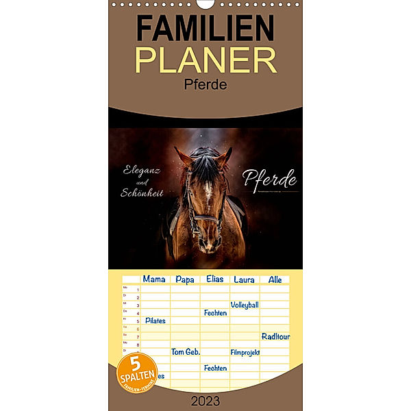 Familienplaner Eleganz und Schönheit - Pferde (Wandkalender 2023 , 21 cm x 45 cm, hoch), Peter Roder