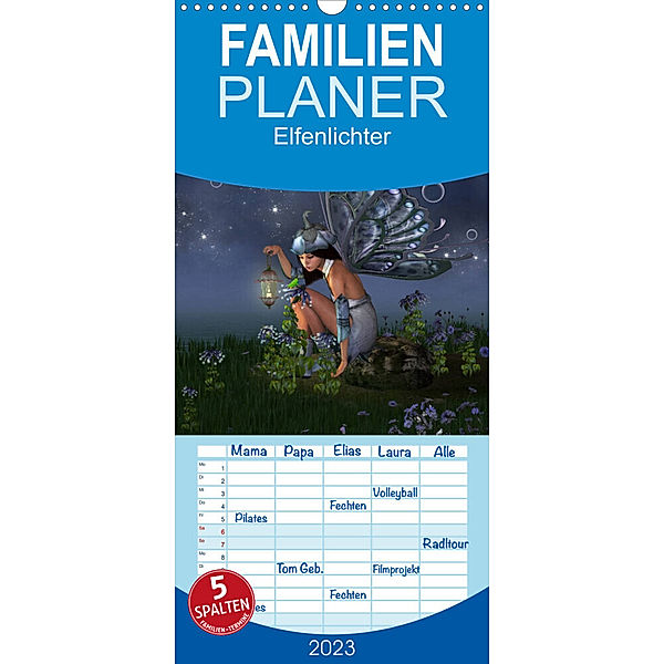 Familienplaner Elfenlichter (Wandkalender 2023 , 21 cm x 45 cm, hoch), Andrea Tiettje