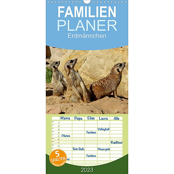 Familienplaner Erdmännchen (Wandkalender 2023 , 21 cm x 45 cm, hoch), Heike Hultsch