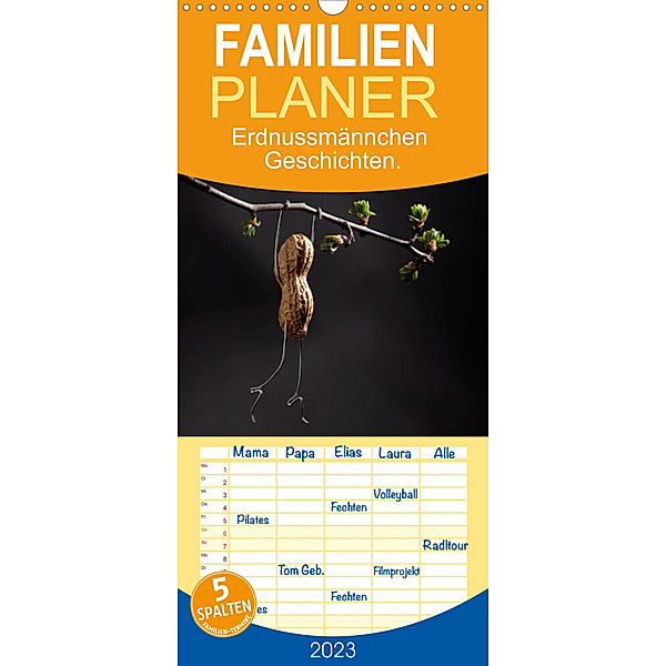 Familienplaner Erdnussmännchen Geschichten. (Wandkalender 2023 , 21 cm x 45 cm, hoch), Nailia Schwarz