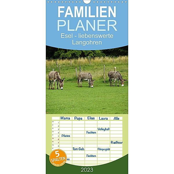 Familienplaner Esel - liebenswerte Langohren (Wandkalender 2023 , 21 cm x 45 cm, hoch), Christine Hutterer
