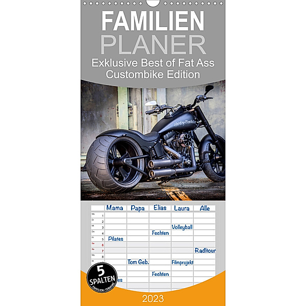 Familienplaner Exklusive Best of Fat Ass Custombike Edition, feinste Harleys mit fettem Hintern (Wandkalender 2023 , 21 cm x 45 cm, hoch), Volker Wolf