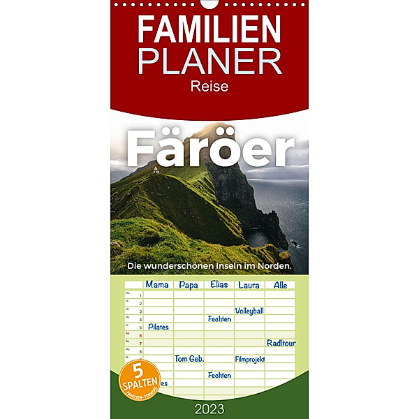 Familienplaner Färöer - Die wunderschönen Inseln im Norden. (Wandkalender 2023 , 21 cm x 45 cm, hoch), M. Scott