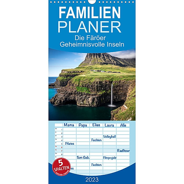 Familienplaner Färöer Inseln - Geheimnisvolle Inseln im Nordatlantik (Wandkalender 2023 , 21 cm x 45 cm, hoch), Dennis Westermann