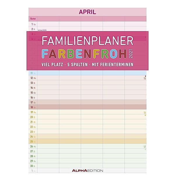 Familienplaner Farbenfroh 2021