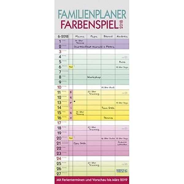 Familienplaner Farbenspiel 2018