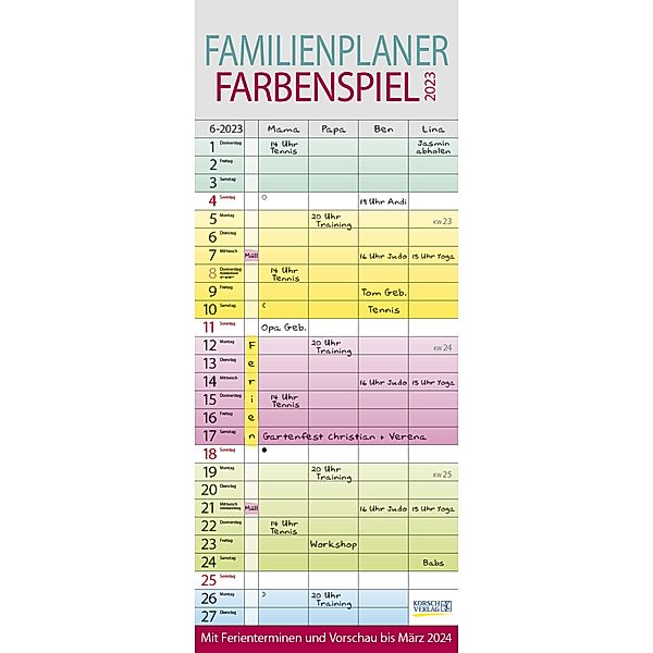 Familienplaner Farbenspiel 2023