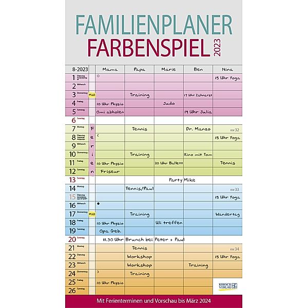 Familienplaner Farbenspiel 2023