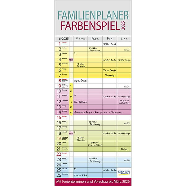 Familienplaner Farbenspiel 2025